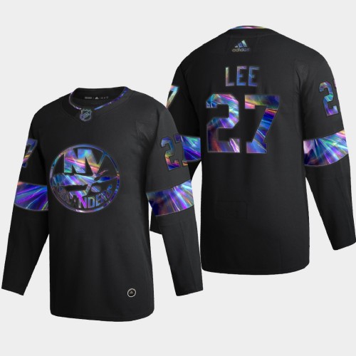 New York New York Islanders #27 Anders Lee Men's Iridescent Holographic Collection Jersey - Black Men's