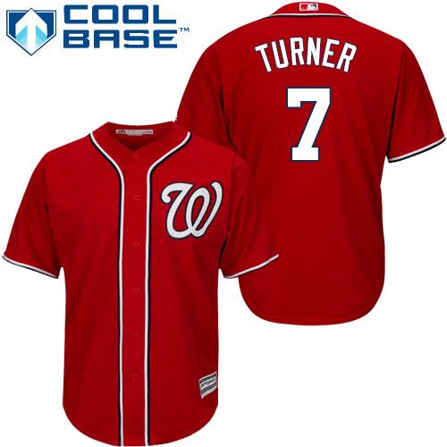 Washington Nationals #7 Trea Turner Red Cool Base Stitched Youth Jersey Youth