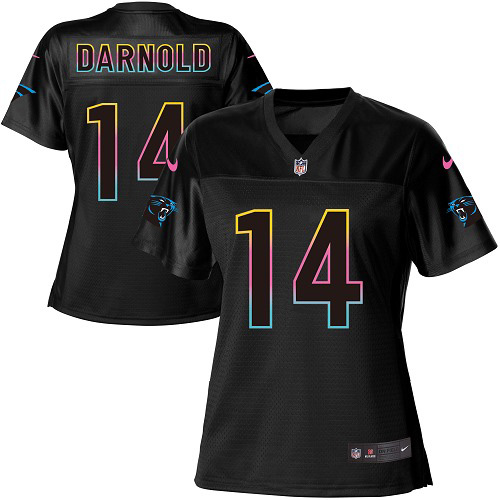 Panthers #14 Sam Darnold Black Women's Fashion Game Jersey