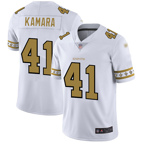 Saints #41 Alvin Kamara White Men's Stitched Limited Team Logo Fashion Jersey