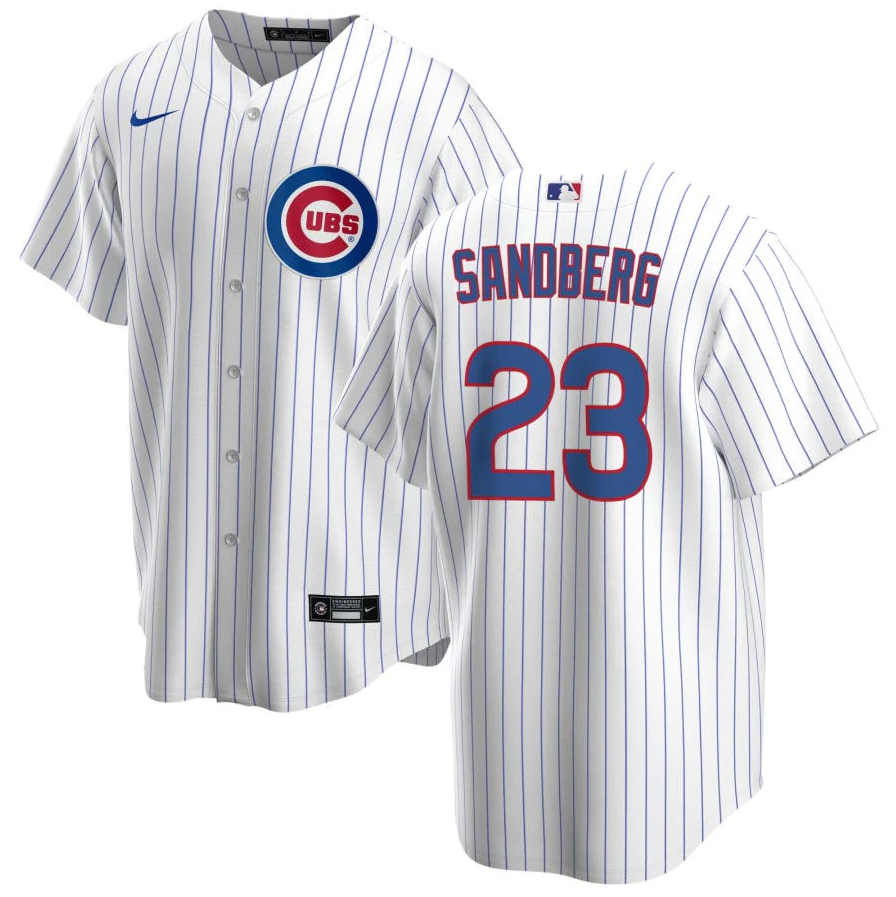 Men's Youth Women's Chicago Cubs #23 Ryne Sandberg White Royal Home Player Jersey
