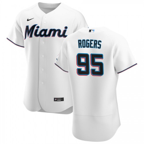 Miami Miami Marlins #95 Trevor Rogers Men's White Home 2020 Authentic Player Jersey Men's