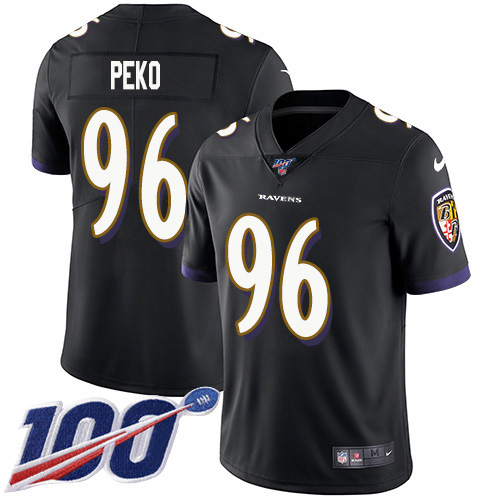 Baltimore Ravens #96 Domata Peko Sr Black Alternate Men's Stitched 100th Season Vapor Untouchable Limited Jersey Men's
