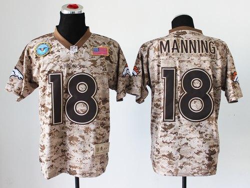 Broncos #18 Peyton Manning Camo Men's Stitched New Elite USMC Jersey