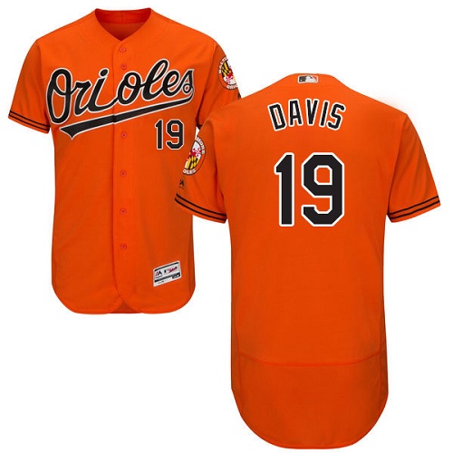 Baltimore Orioles #19 Chris Davis Orange Flexbase Authentic Collection Stitched Jersey Men's