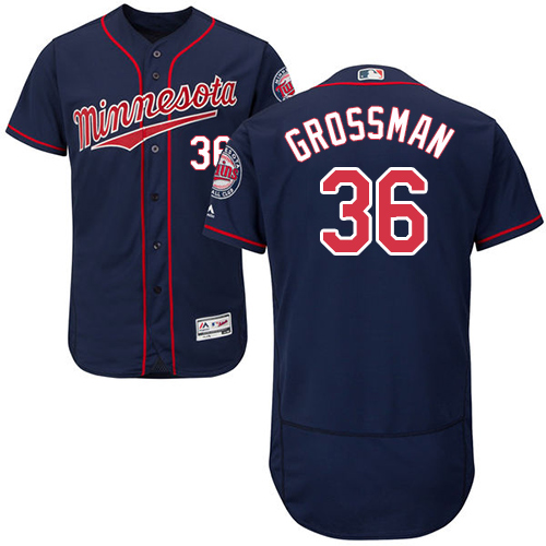 Minnesota Twins #36 Robbie Grossman Navy Blue Flexbase Authentic Collection Stitched Jersey Men's