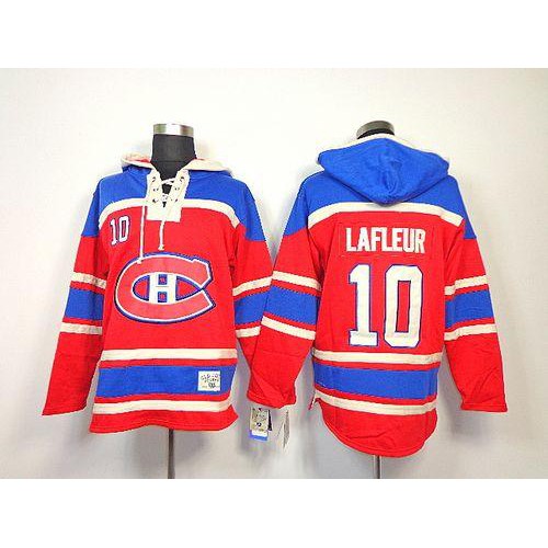 Montreal Canadiens #10 Guy Lafleur Red Sawyer Hooded Sweatshirt Stitched Jersey Men's