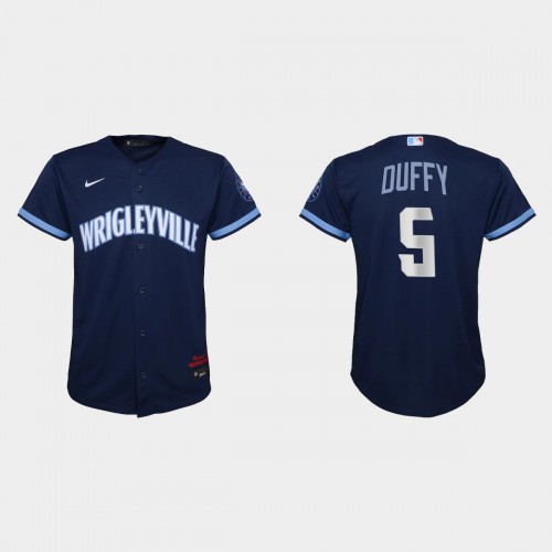 Chicago Chicago Cubs #5 Matt Duffy Youth 2021 City Connect Navy Jersey Youth