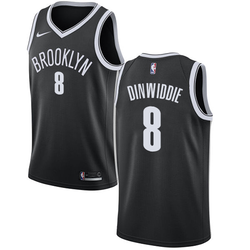 Brooklyn Nets #8 Spencer Dinwiddie Black Swingman Icon Edition Jersey Mens