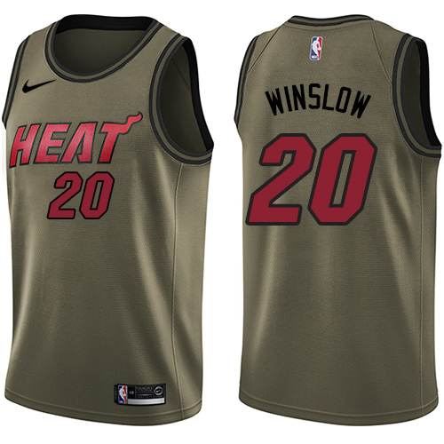 Miami Heat #20 Justise Winslow Green Salute to Service Youth Swingman Jersey Youth