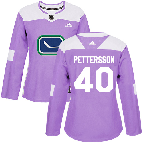 Adidas Vancouver Canucks #40 Elias Pettersson Purple Authentic Fights Cancer Women's Stitched Jersey Womens