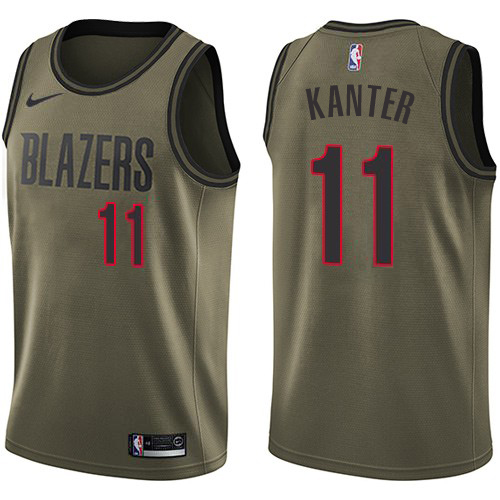 Portland Trail Blazers #11 Enes Kanter Green Salute to Service Youth Swingman Jersey Youth