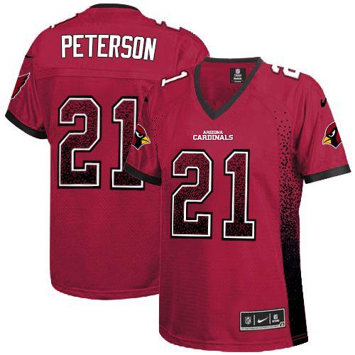 Cardinals #21 Patrick Peterson Red Team Color Women's Stitched Elite Drift Fashion Jersey