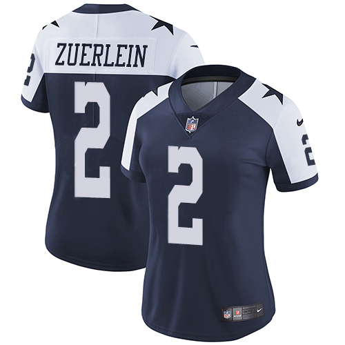Dallas Cowboys #2 Greg Zuerlein Navy Blue Thanksgiving Women's Stitched Vapor Throwback Limited Jersey Womens