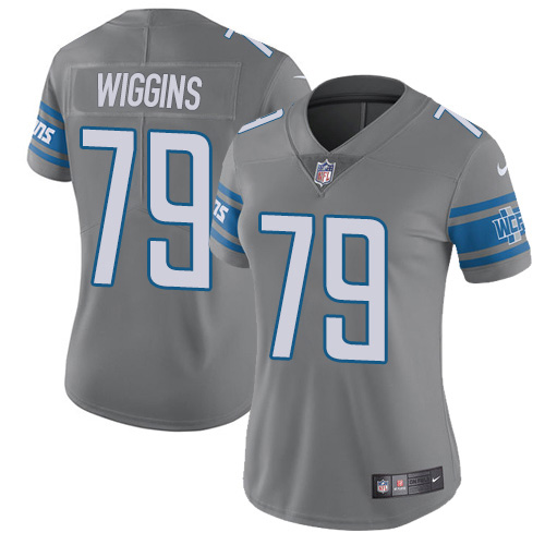 Detroit Lions #79 Kenny Wiggins Gray Women's Stitched Limited Rush Jersey Womens