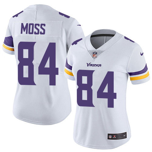 Vikings #84 Randy Moss White Women's Stitched Vapor Untouchable Limited Jersey