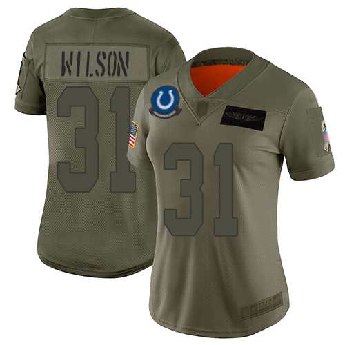 Indianapolis Colts #31 Quincy Wilson Camo Women's Stitched Limited 2019 Salute to Service Jersey Womens