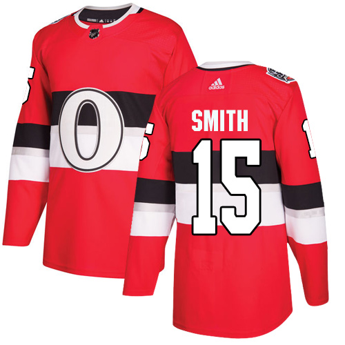 Adidas Ottawa Senators #15 Zack Smith Red Authentic 2017 100 Classic Stitched Jersey Men's