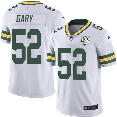Green Bay Packers #52 Rashan Gary White Men's 100th Season Stitched Vapor Untouchable Limited Jersey Men's