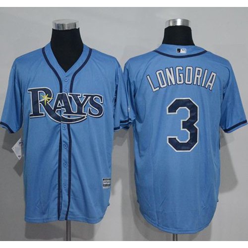 Tampa Bay Rays #3 Evan Longoria Light Blue New Cool Base Stitched Jersey Men's