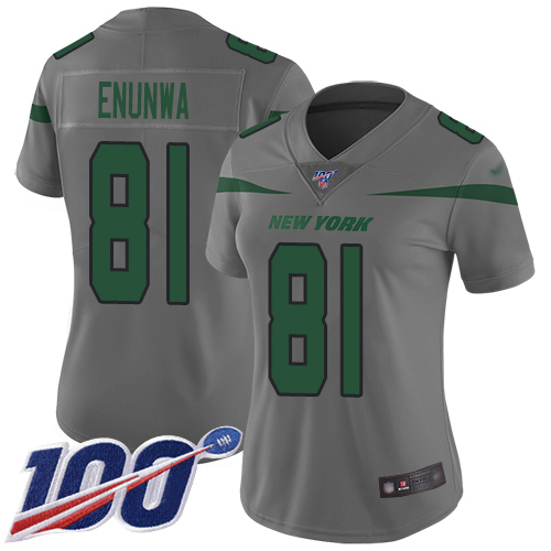 New York Jets #81 Quincy Enunwa Gray Women's Stitched Limited Inverted Legend 100th Season Jersey Womens