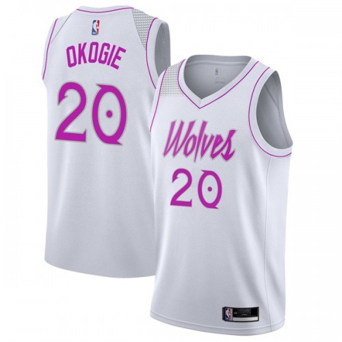 Minnesota Timberwolves #20 Josh Okogie White Swingman Earned Edition Jersey Mens