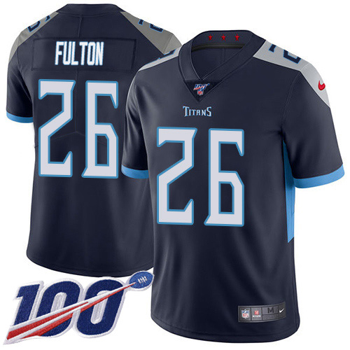 Tennessee Titans #26 Kristian Fulton Navy Blue Team Color Youth Stitched 100th Season Vapor Untouchable Limited Jersey Youth
