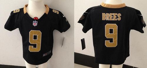 Toddler Saints #9 Drew Brees Black Team Color Stitched Elite Jersey
