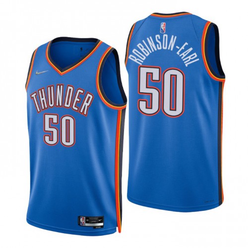 Oklahoma City Thunder #50 Jeremiah Robinson-Earl Blue Mens 2021-22 75th Anniversary Diamond Swingman Jersey - Icon Edition Mens