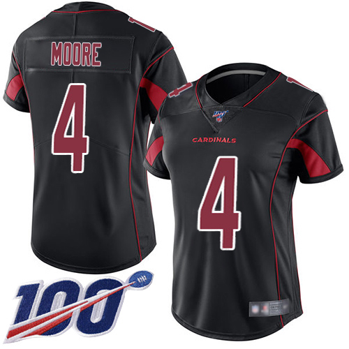 Cardinals #4 Rondale Moore Black Women's Stitched Limited Rush 100th Season Jersey