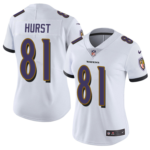 Baltimore Ravens #81 Hayden Hurst White Women's Stitched Vapor Untouchable Limited Jersey Womens