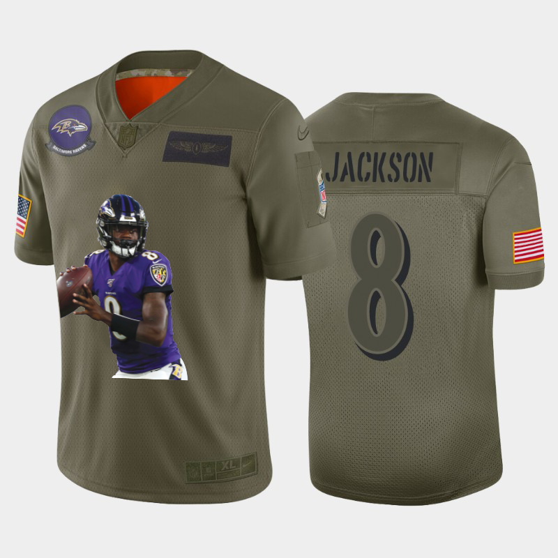 Baltimore Ravens #8 Lamar Jackson Team Hero 2 Vapor Limited Jersey Camo
