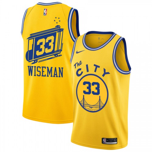 Golden State Warriors #33 James Wiseman Gold Womens Swingman Hardwood The City Classic Edition Jersey Womens