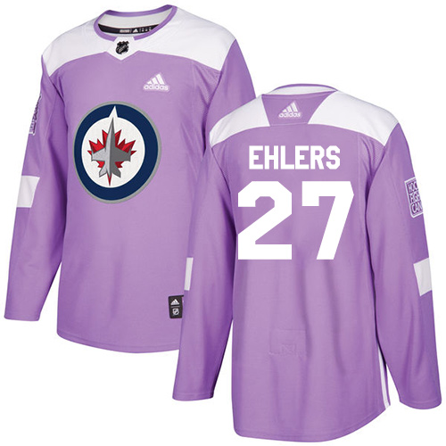 Adidas Winnipeg Jets #27 Nikolaj Ehlers Purple Authentic Fights Cancer Stitched Jersey Men's