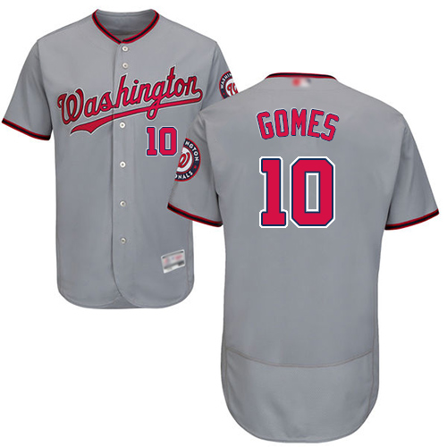 Washington Nationals #10 Yan Gomes Grey Flexbase Authentic Collection Stitched Jersey Men's