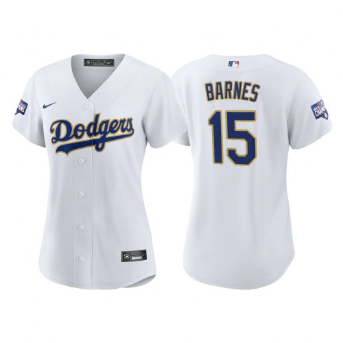 Los Angeles Los Angeles Dodgers #15 Austin Barnes Women's 2021 Gold Program World Series Champions Jersey Whtie Womens