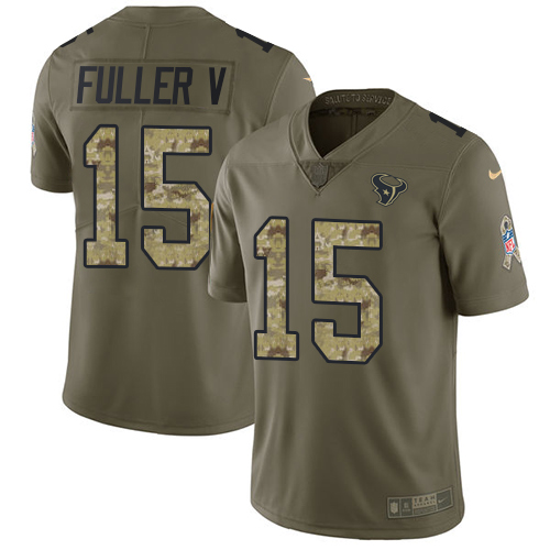 Houston Texans #15 Will Fuller V Olive/Camo Youth Stitched Limited 2017 Salute to Service Jersey Youth