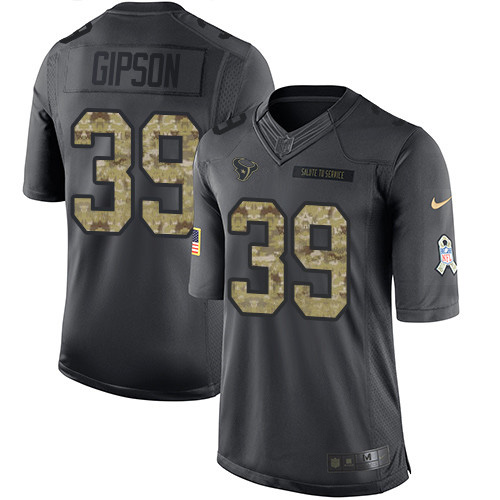 Houston Texans #39 Tashaun Gipson Black Men's Stitched Limited 2016 Salute to Service Jersey Men's
