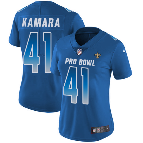 Saints #41 Alvin Kamara Royal Women's Stitched Limited NFC 2018 Pro Bowl Jersey