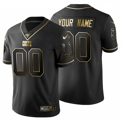 Indianapolis Colts Custom Men's Black Golden Limited 100 Jersey