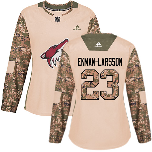 Adidas Arizona Coyotes #23 Oliver Ekman-Larsson Camo Authentic 2017 Veterans Day Women's Stitched Jersey Womens