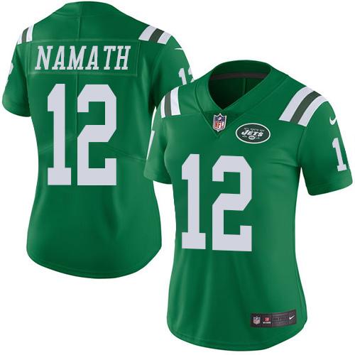 Jets #12 Joe Namath Green Women's Stitched Limited Rush Jersey
