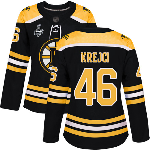 Adidas Boston Bruins #46 David Krejci Black Home Authentic Stanley Cup Final Bound Women's Stitched Jersey Womens