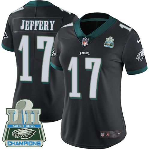 Philadelphia Eagles #17 Alshon Jeffery Black Alternate Super Bowl LII Champions Women's Stitched Vapor Untouchable Limited Jersey Womens