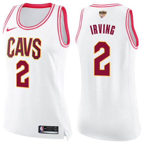 Cleveland Cavaliers #2 Kyrie Irving White/Pink The Finals Patch Womens Swingman Fashion Jersey Womens