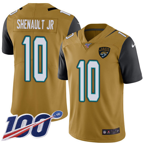 Jacksonville Jaguars #10 Laviska Shenault Jr. Gold Men's Stitched Limited Rush 100th Season Jersey Men's