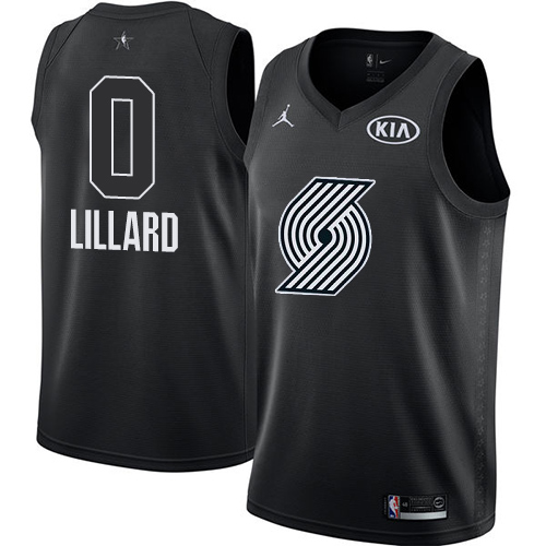 Portland Trail Blazers #0 Damian Lillard Black Jordan Swingman 2018 All-Star Game Jersey Mens