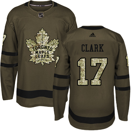 Adidas Maple Toronto Maple Leafs #17 Wendel Clark Green Salute to Service Stitched Youth Jersey Youth