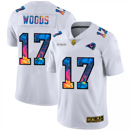 Los Angeles Los Angeles Rams #17 Robert Woods Men's White Multi-Color 2020 Crucial Catch Limited Jersey Men's