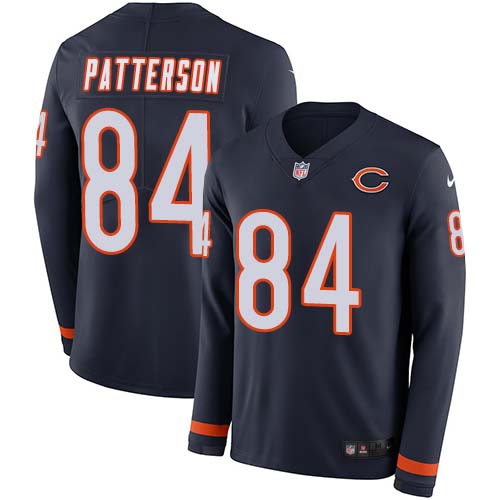 Chicago Bears #84 Cordarrelle Patterson Navy Blue Team Color Youth Stitched Limited Therma Long Sleeve Jersey Youth